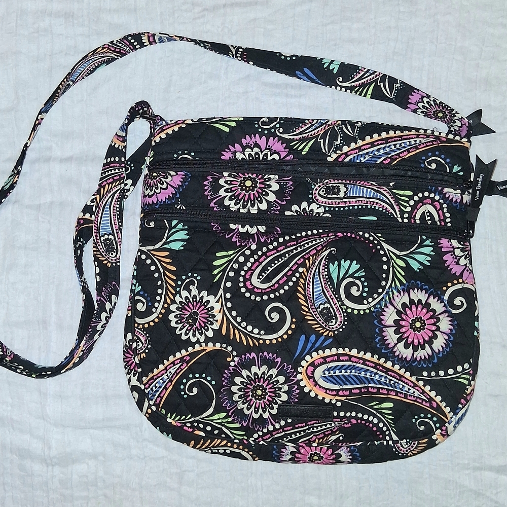 Vera Bradley Black Multicolor Floral Crossbody Bag
